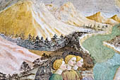 Castiglione Olona - Battistero della Collegiata. Il ciclo di affreschi della cappella di San Giovanni Battista (Masolino s Panicale 1435 circa). Angeli che assistono al battesimo di Cristo. 